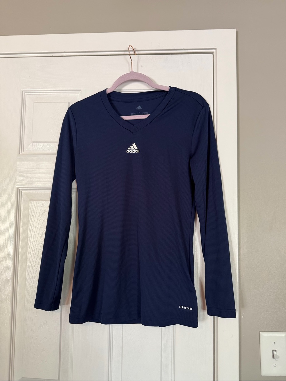Adidas Blue Aeroready Fast Dry Navy Blue Long Sleeve Top Swim Workout Gym